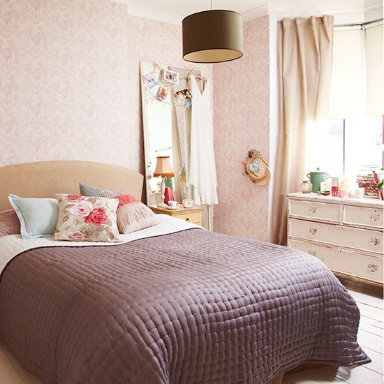 Pink-bedroom-with-purple-bedspread-Style-at-Home-Housetohome.co.uk